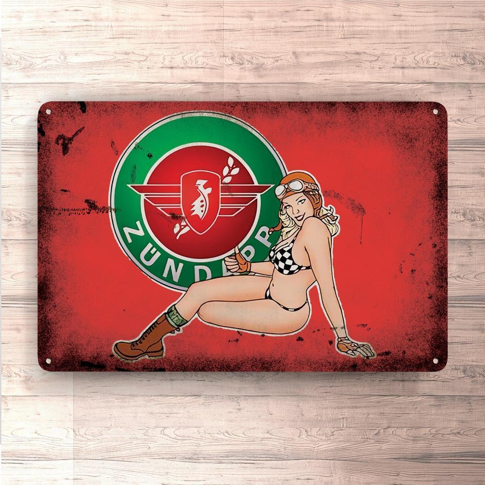 Zundapp Pin-Up Vintage Skilte, Musemåtte, Dørmåtte-Skilte-Zündapp-Garage Culture Shop- garage - man cave - merchandise