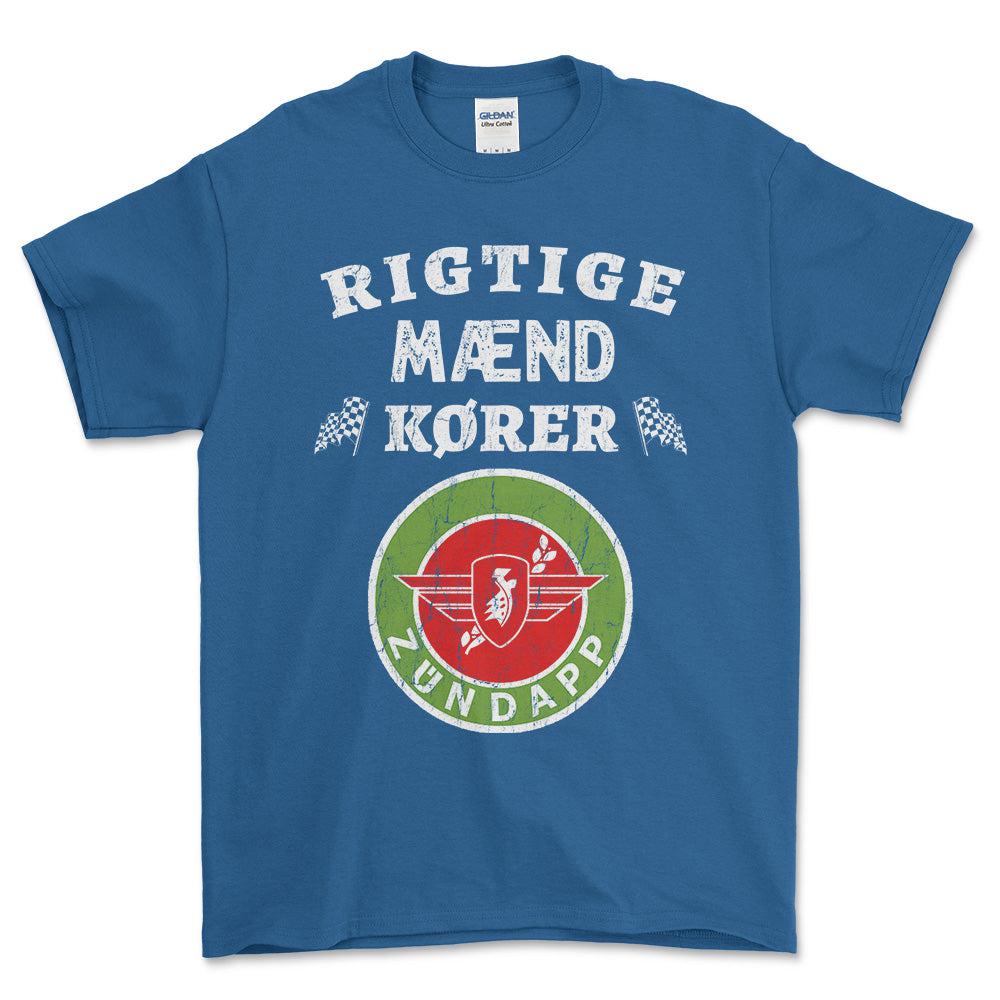 Zundapp Rigtige Mænd Kører - Unisex T-Shirt , Bomuld-Beklædning-Zündapp-Blå Royal-S-Forside-Garage Culture Shop- garage - man cave - merchandise