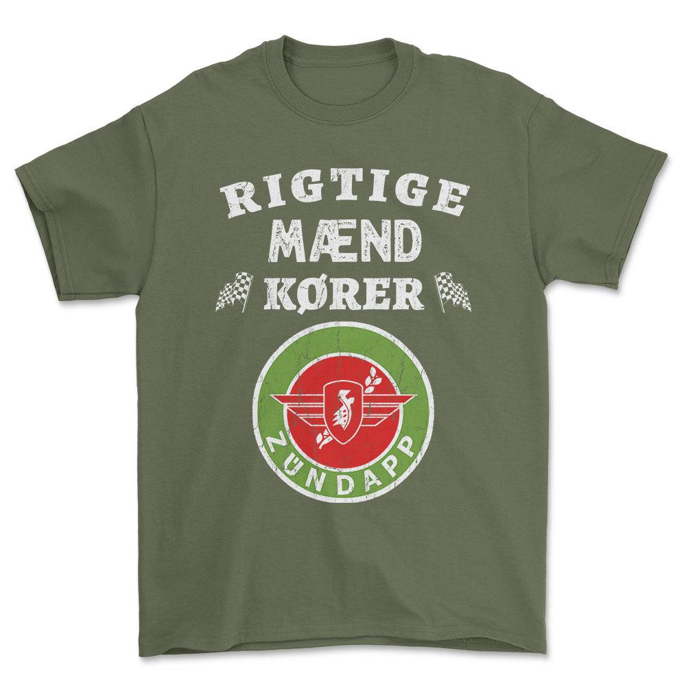 Zundapp Rigtige Mænd Kører - Unisex T-Shirt , Bomuld-Beklædning-Zündapp-Grøn Militær-S-Forside-Garage Culture Shop- garage - man cave - merchandise