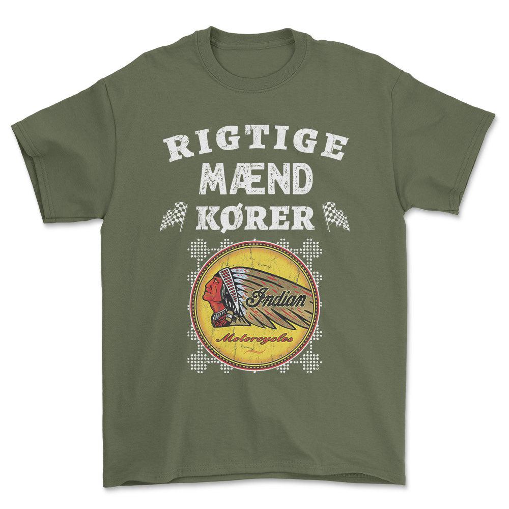 indian Rigtige Mænd Kører - Unisex T-Shirt , Bomuld-Beklædning-Indian-Garage Culture Shop- garage - man cave - merchandise