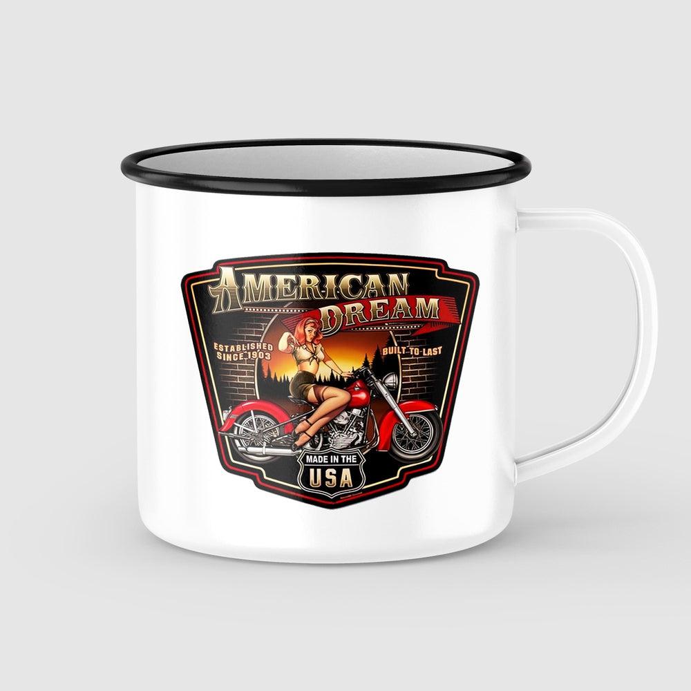 American Dream Pin-Up Vintage Emaljekrus-Krus-Vintage Garage-Garage Culture Shop- garage - man cave - merchandise