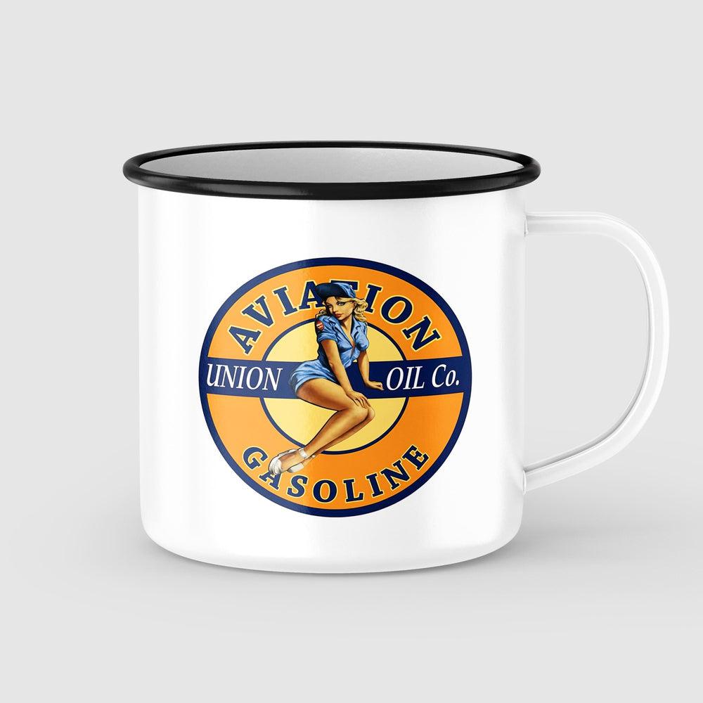 Aviation Gasoline Pin-Up Vintage Emaljekrus-Krus-Vintage Garage-Garage Culture Shop- garage - man cave - merchandise