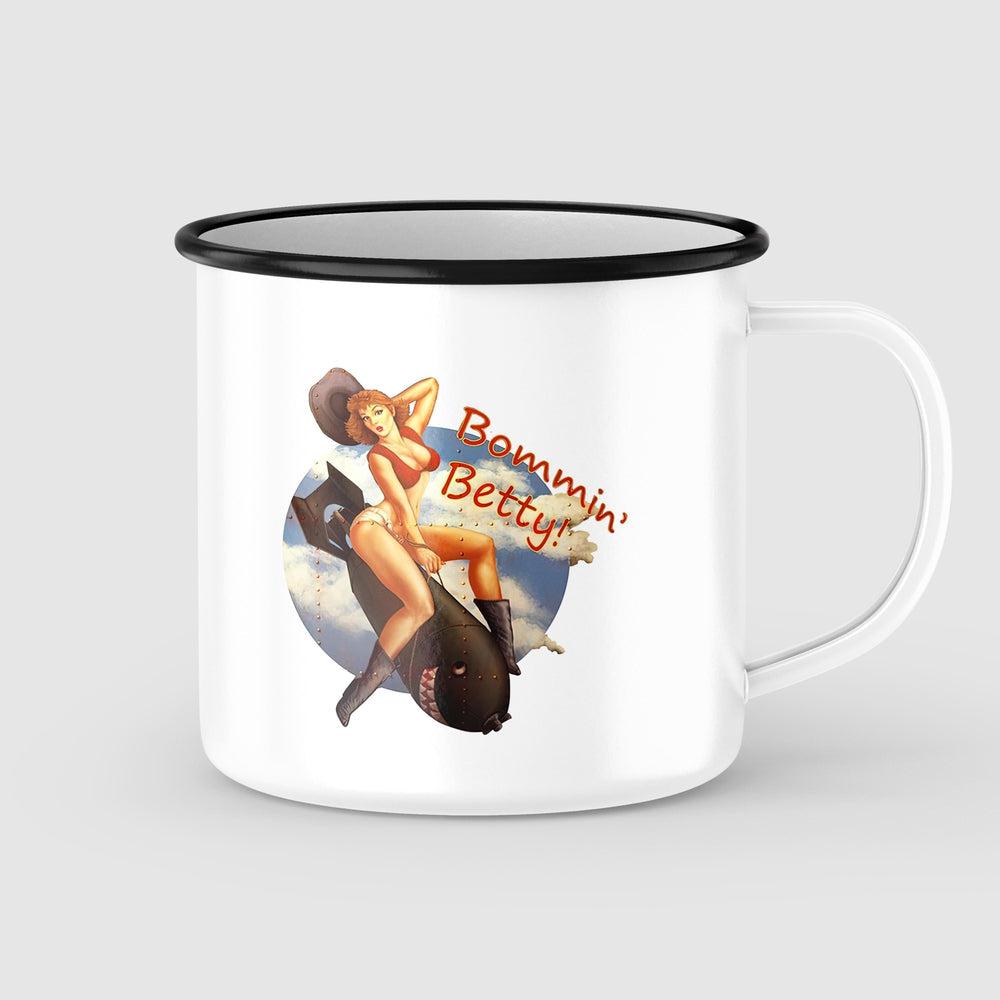 Bomb Betty Pin-Up Vintage Emaljekrus-Krus-Vintage Garage-Garage Culture Shop- garage - man cave - merchandise