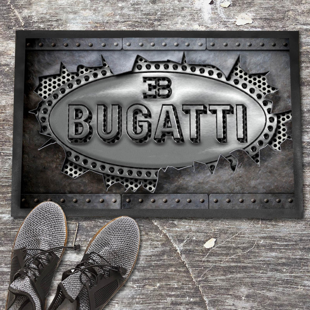 Bugatti Metal Ripped Dørmåtte-Dørmåtte-Bugatti-Garage Culture Shop- garage - man cave - merchandise