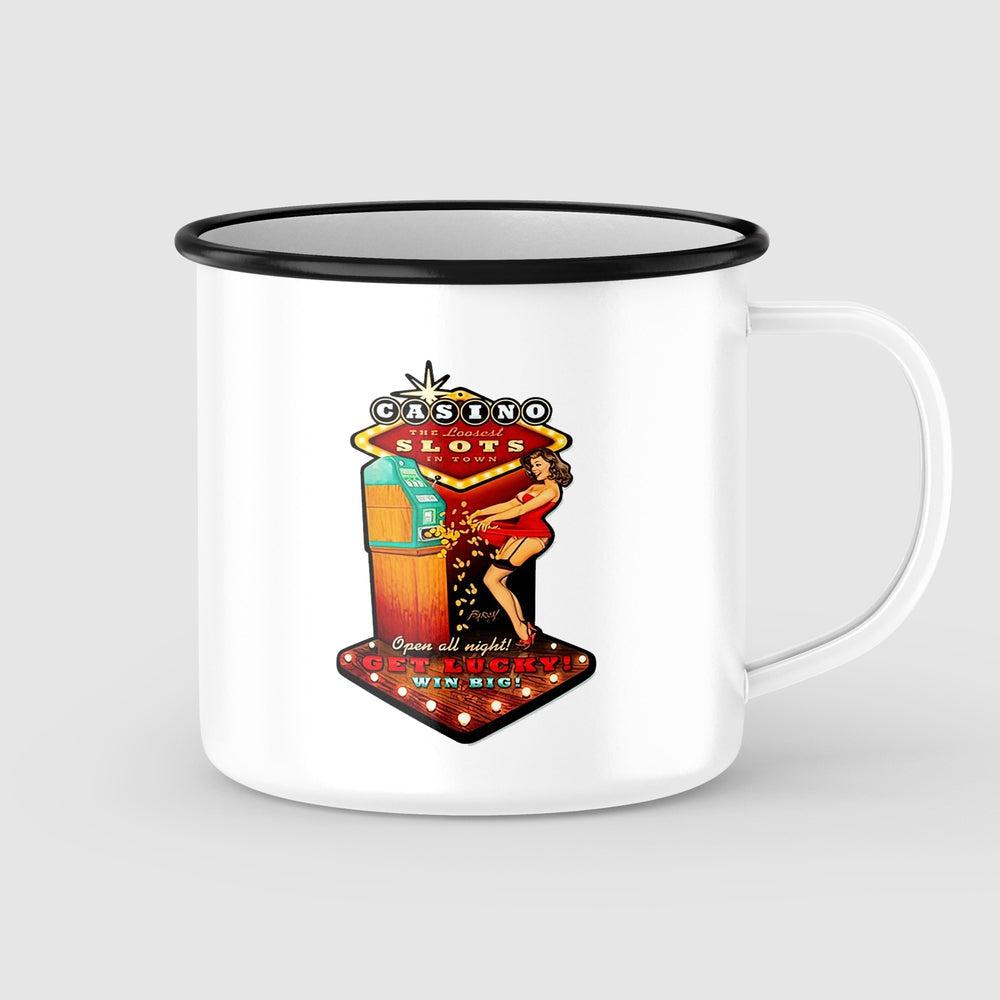 Casino Slots Pin-Up Vintage Emaljekrus-Krus-Vintage Garage-Garage Culture Shop- garage - man cave - merchandise