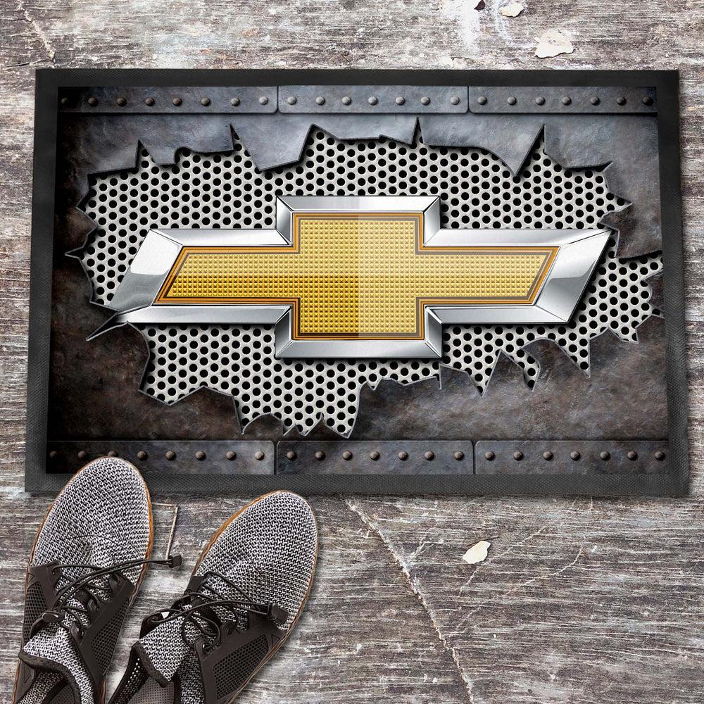 Chevrolet Metal Ripped Dørmåtte-Dørmåtte-Chevrolet-Garage Culture Shop- garage - man cave - merchandise