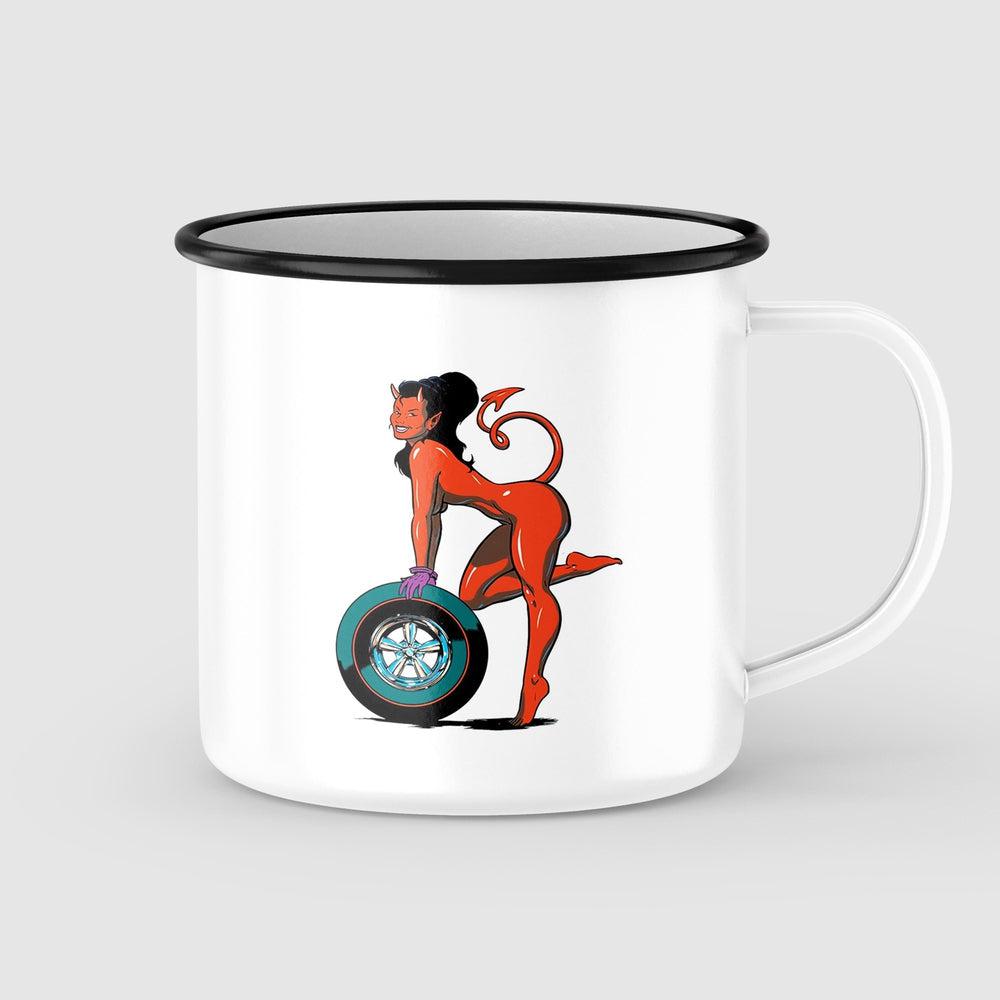 Diablesse Pin-Up Vintage Emaljekrus-Krus-Vintage Garage-Garage Culture Shop- garage - man cave - merchandise