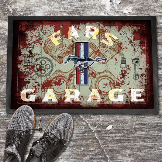 Ford Mustang Fars Garage Vintage Dørmåtte-Dørmåtte-Ford-Garage Culture Shop- garage - man cave - merchandise