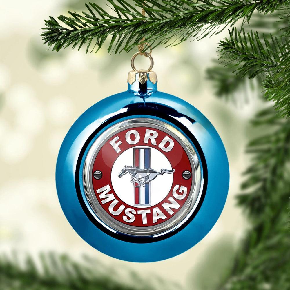 Ford Mustang Julekugle-Julekugle-Ford-Blå-Garage Culture Shop- garage - man cave - merchandise