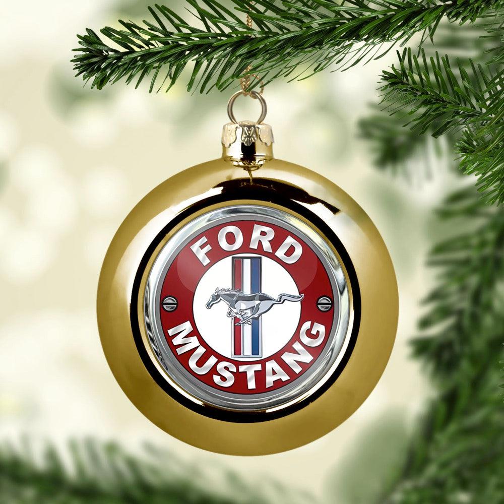 Ford Mustang Julekugle-Julekugle-Ford-Guld-Garage Culture Shop- garage - man cave - merchandise