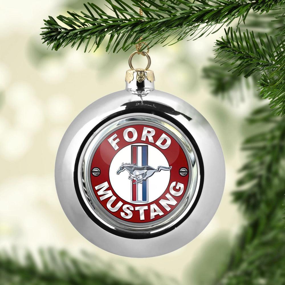 Ford Mustang Julekugle-Julekugle-Ford-Sølv-Garage Culture Shop- garage - man cave - merchandise