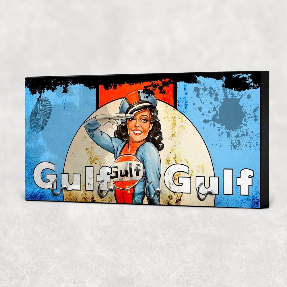 Gulf 2 Pin-Up Vintage Nøgleholdere-Nøgleholdere-Motoroil-Garage Culture Shop- garage - man cave - merchandise
