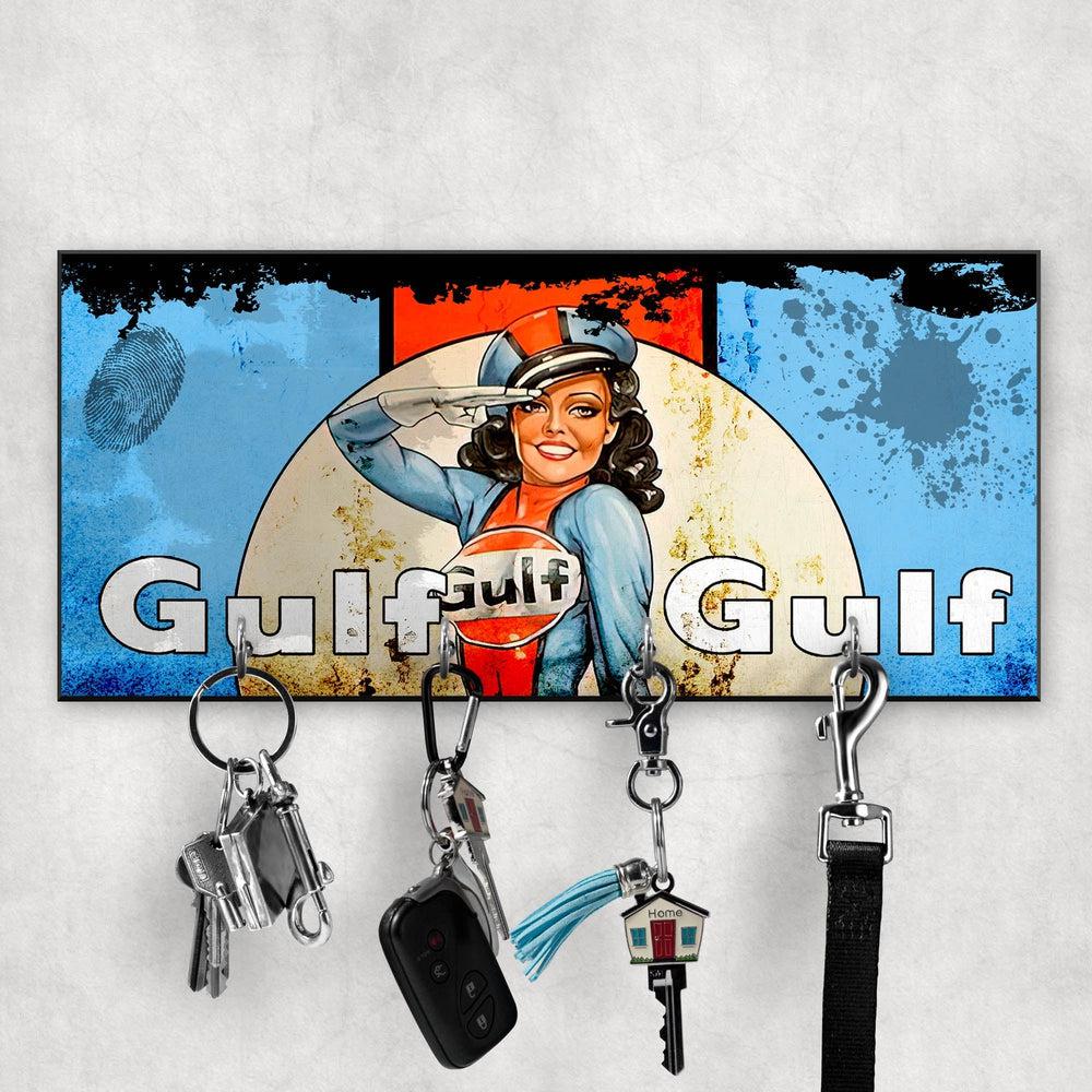 Gulf 2 Pin-Up Vintage Nøgleholdere-Nøgleholdere-Motoroil-Garage Culture Shop- garage - man cave - merchandise