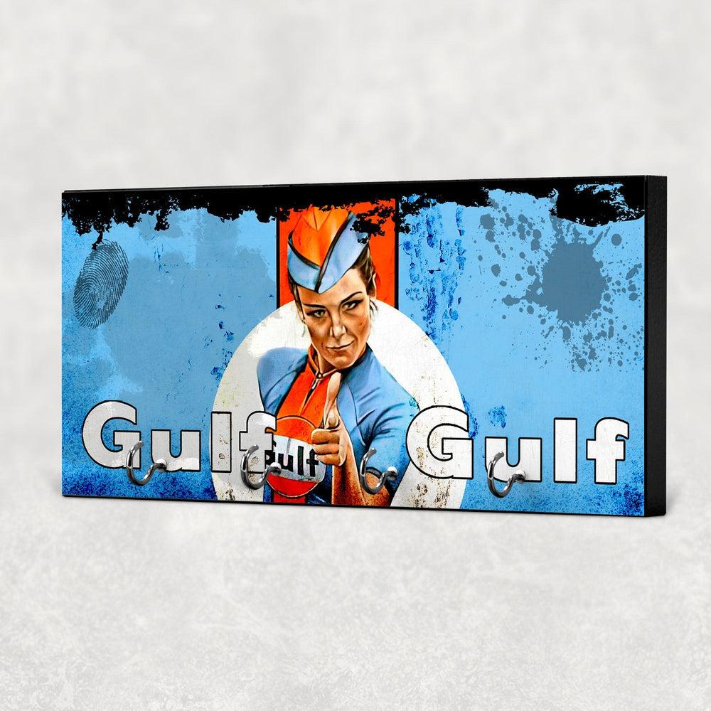 Gulf 3 Pin-Up Vintage Nøgleholdere-Nøgleholdere-Motoroil-Garage Culture Shop- garage - man cave - merchandise