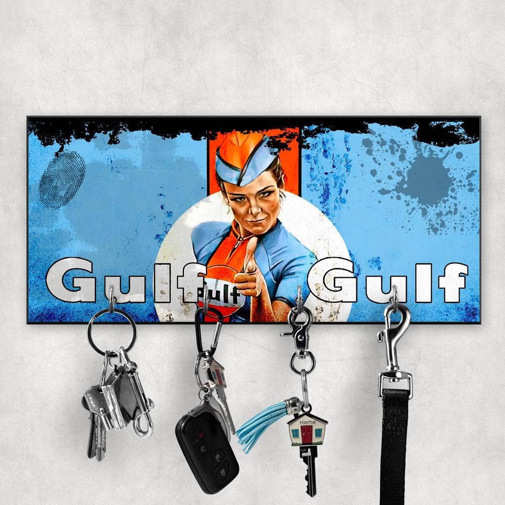 Gulf 3 Pin-Up Vintage Nøgleholdere-Nøgleholdere-Motoroil-Garage Culture Shop- garage - man cave - merchandise