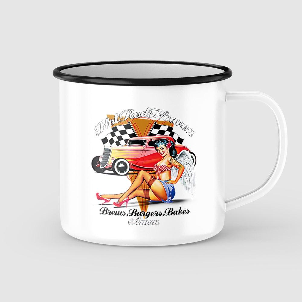 Hot Rod Heaven Pin-Up Vintage Emaljekrus-Krus-Vintage Garage-Garage Culture Shop- garage - man cave - merchandise