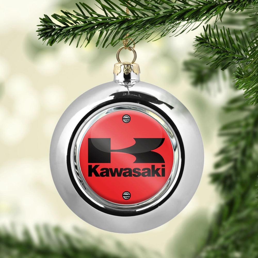 Kawasaki Julekugle-Julekugle-Kawasaki-Sølv-Garage Culture Shop- garage - man cave - merchandise