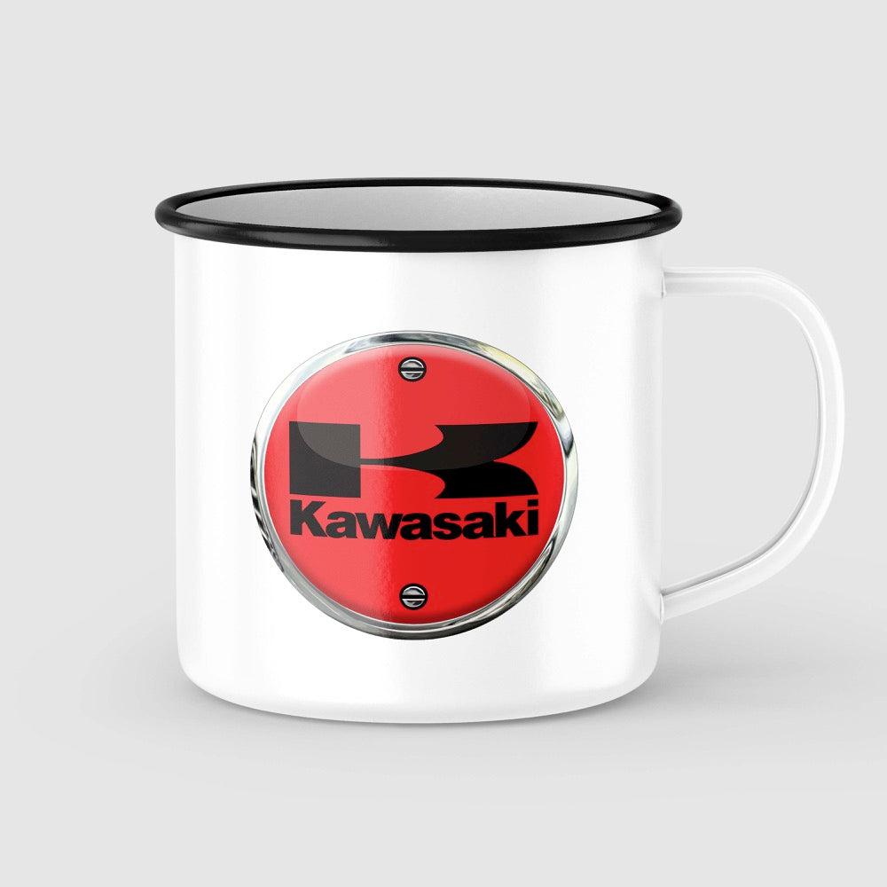 Kawasaki Vintage Emaljekrus-Krus-Kawasaki-Garage Culture Shop- garage - man cave - merchandise