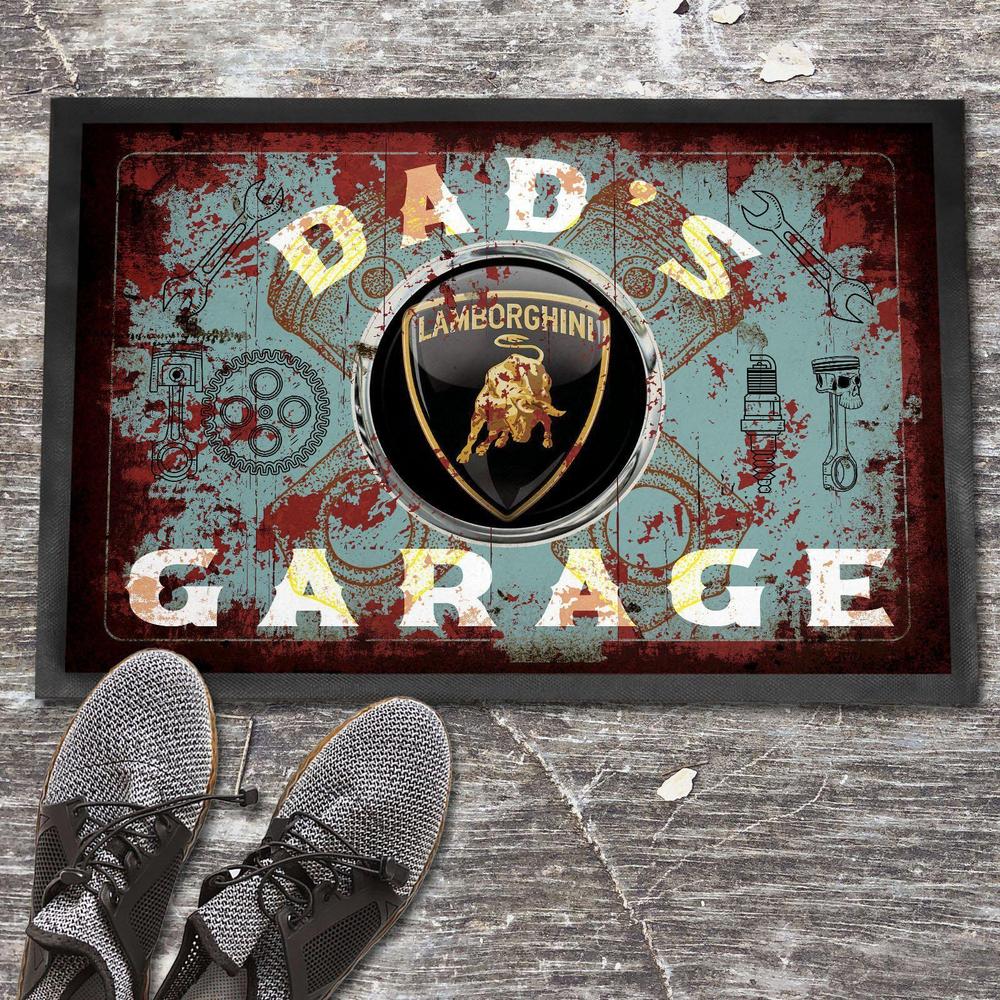 Lamborghini Dads Garage Vintage Dørmåtte-Dørmåtte-Lamborghini-Garage Culture Shop- garage - man cave - merchandise