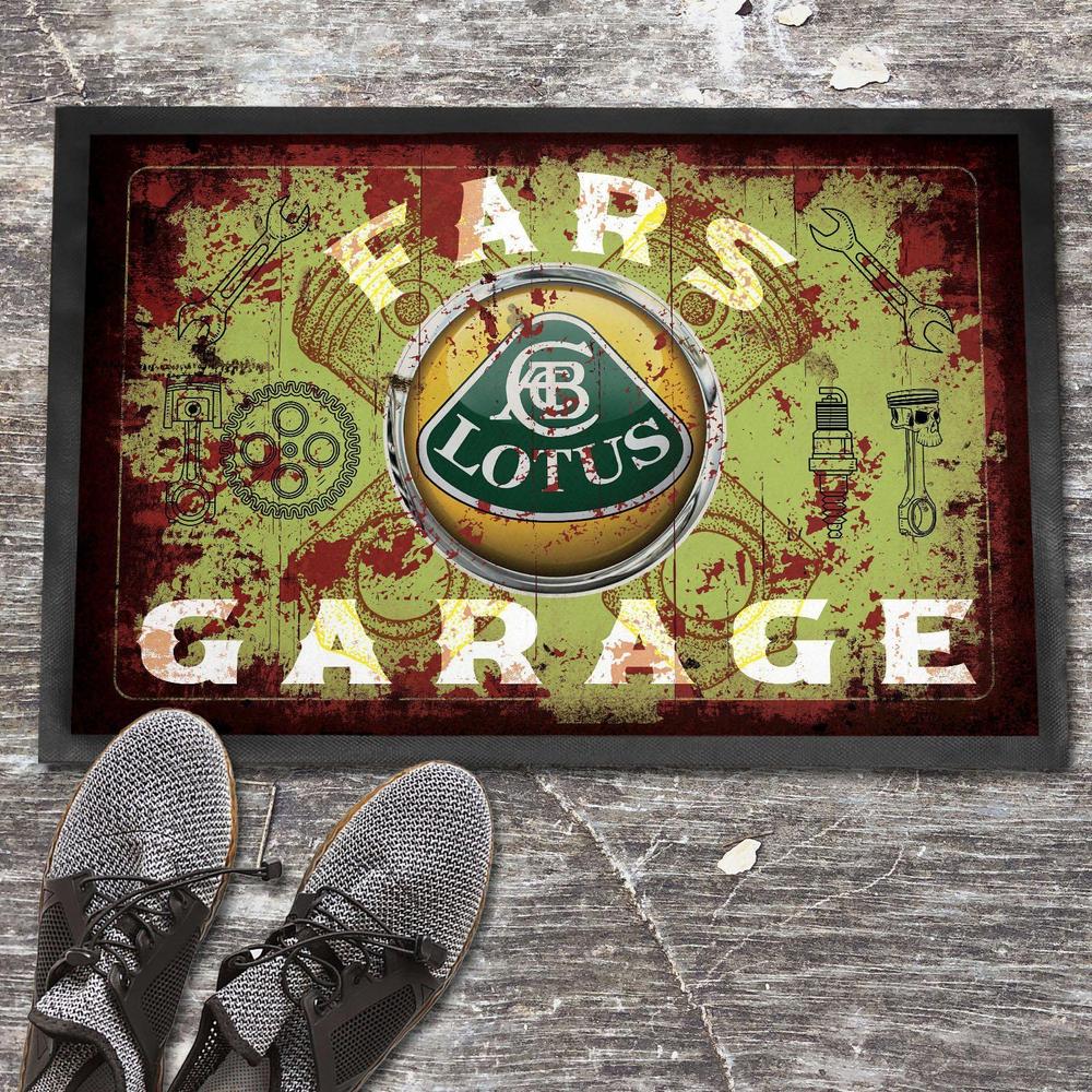 Lotus Fars Garage Vintage Dørmåtte-Dørmåtte-Lotus-Garage Culture Shop- garage - man cave - merchandise