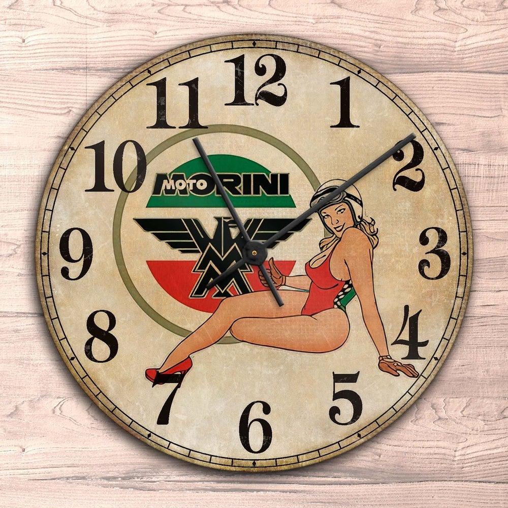 Motomorini Pin-Up Vintage Vægur Rundt-Clock-Moto Morini-Garage Culture Shop- garage - man cave - merchandise