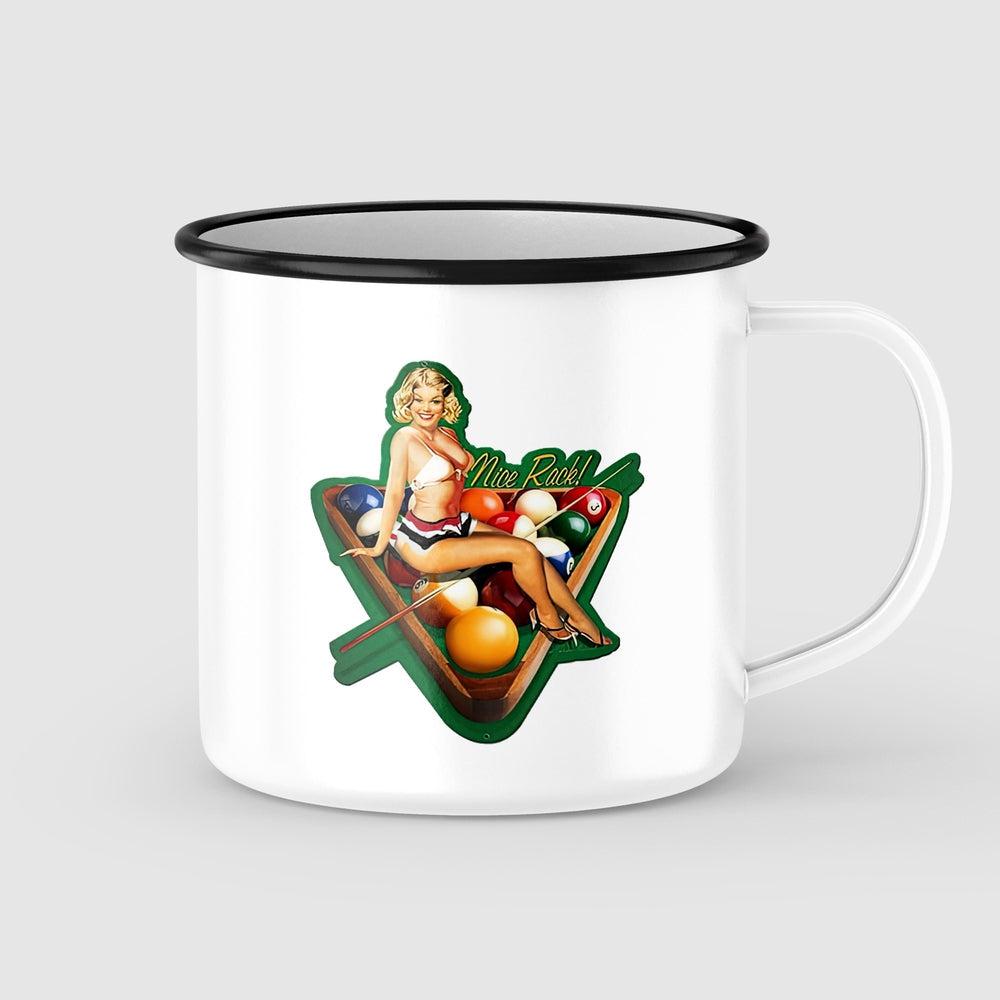 Nice Rack Pool Pin-Up Vintage Emaljekrus-Krus-Vintage Garage-Garage Culture Shop- garage - man cave - merchandise