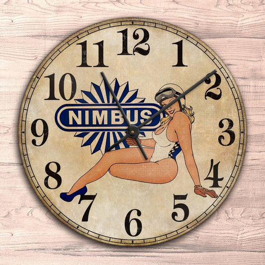 Nimbus Pin-Up Vintage Vægur Rundt-Clock-Nimbus-Garage Culture Shop- garage - man cave - merchandise