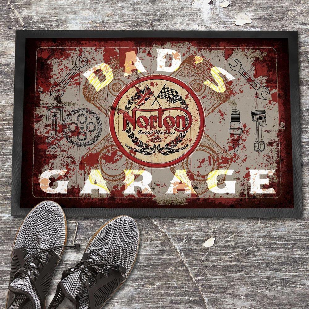 Norton Dads Garage Vintage Dørmåtte-Dørmåtte-Norton-Garage Culture Shop- garage - man cave - merchandise