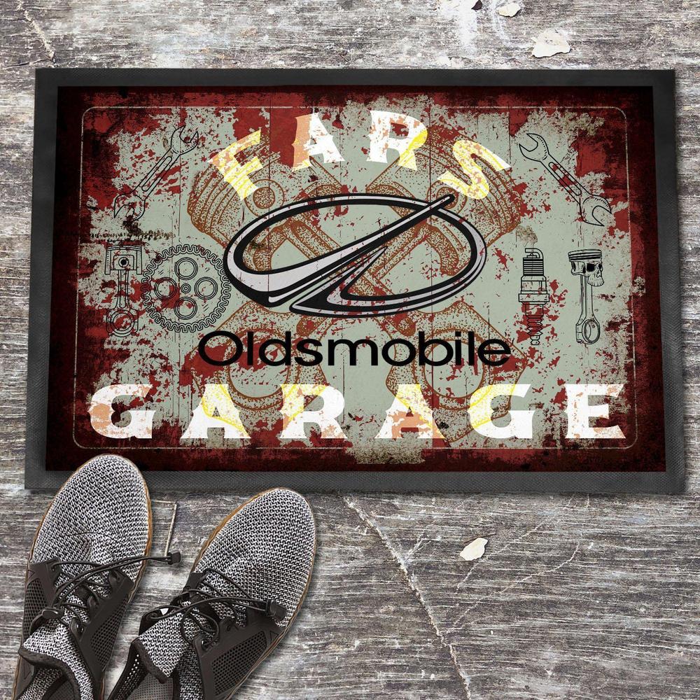 Oldsmobile Fars Garage Vintage Dørmåtte-Dørmåtte-Oldsmobile-Garage Culture Shop- garage - man cave - merchandise