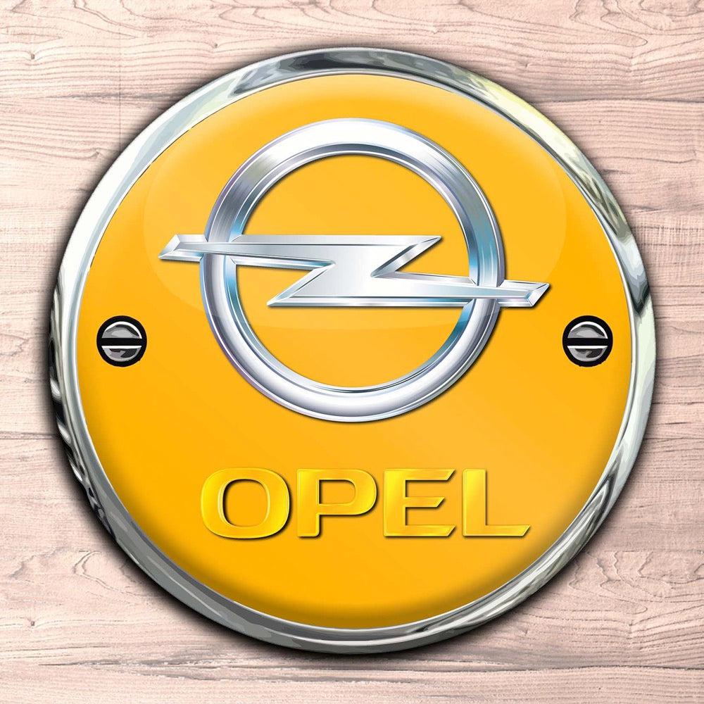 Opel Runde Skilte , Musemåtte Rundt , Kop Underlag, Underlagssæt-Runde Skilte-Opel-Garage Culture Shop- garage - man cave - merchandise