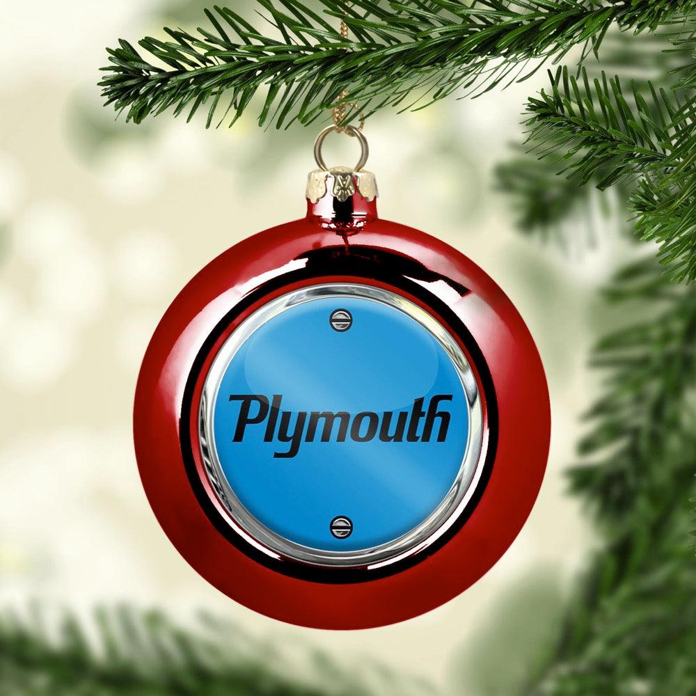 Plymouth Julekugle-Julekugle-Plymouth-Rød-Garage Culture Shop- garage - man cave - merchandise