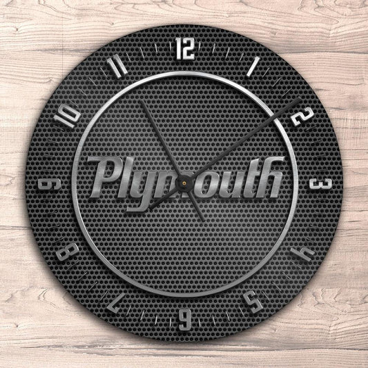 Plymouth Vægur Rundt-Clock-Plymouth-Garage Culture Shop- garage - man cave - merchandise