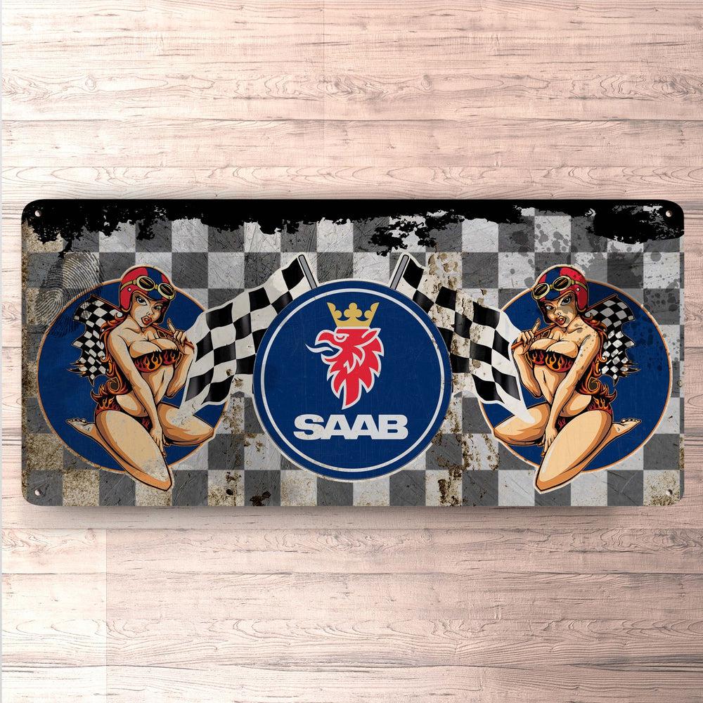 SAAB Vintage 30x60cm Skilt-Skilte-Saab-Garage Culture Shop- garage - man cave - merchandise