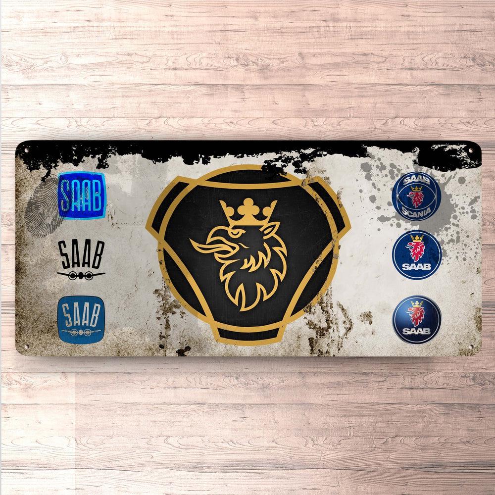 SAAB Vintage 30x60cm Skilt-Skilte-Saab-Garage Culture Shop- garage - man cave - merchandise