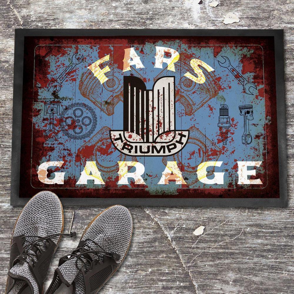 Triumph Fars Garage Vintage Dørmåtte-Dørmåtte-Triumph-Garage Culture Shop- garage - man cave - merchandise