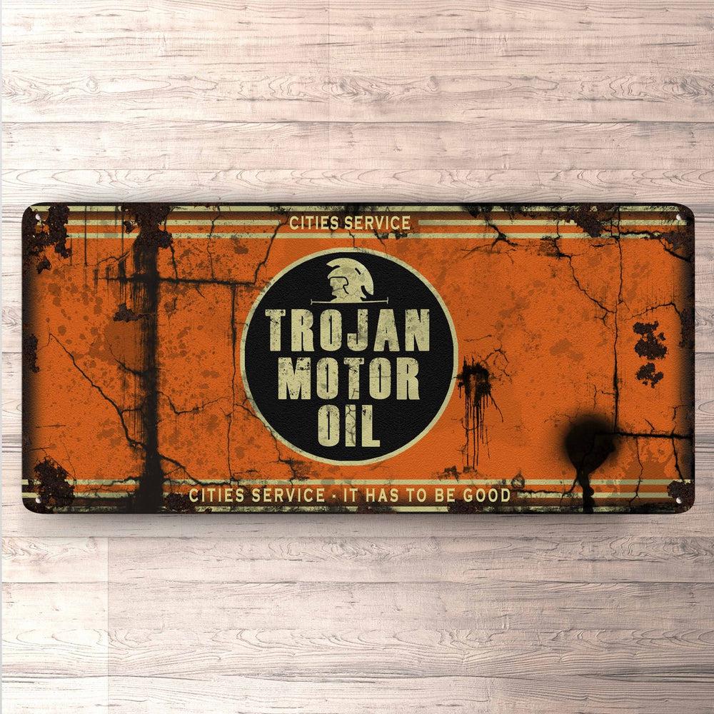 Trojan Motor Oil Vintage 30x60cm Skilt-Skilte-Motoroil-Garage Culture Shop- garage - man cave - merchandise
