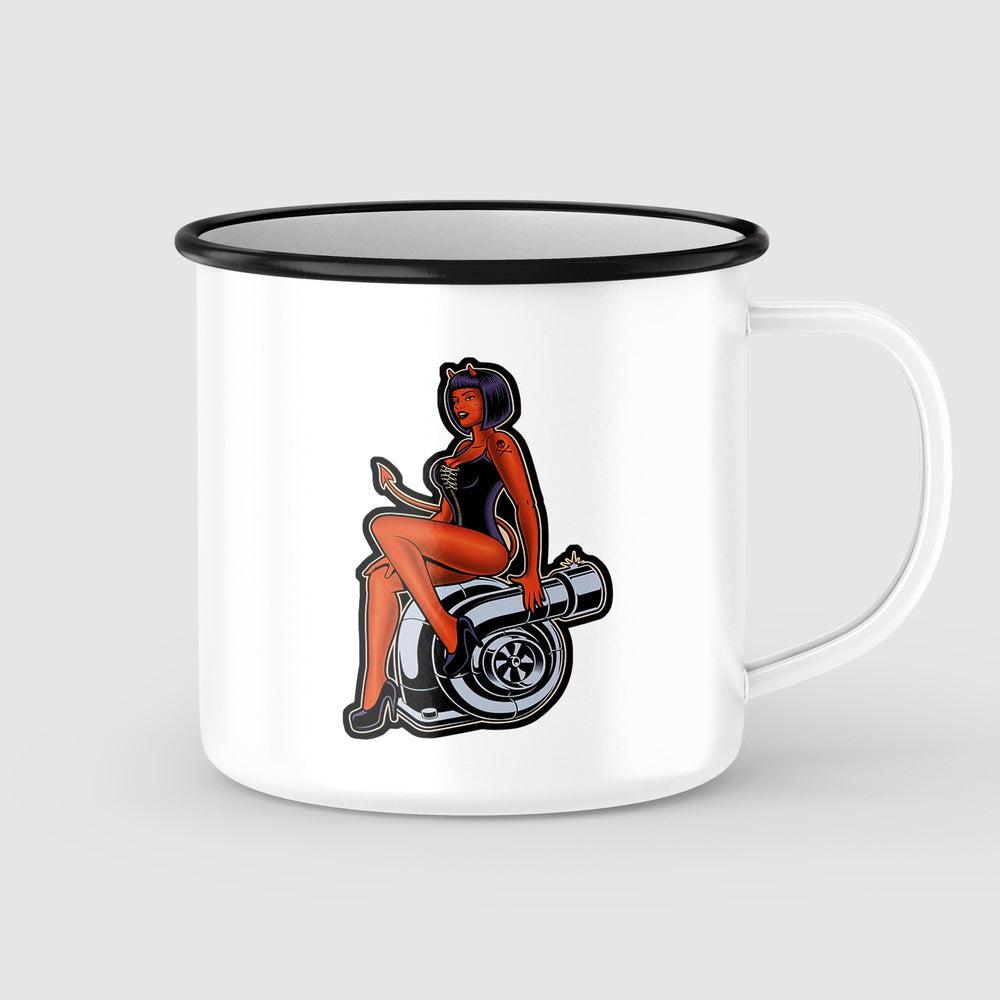 Turbo Diabless 2 Pin-Up Vintage Emaljekrus-Krus-Vintage Garage-Garage Culture Shop- garage - man cave - merchandise