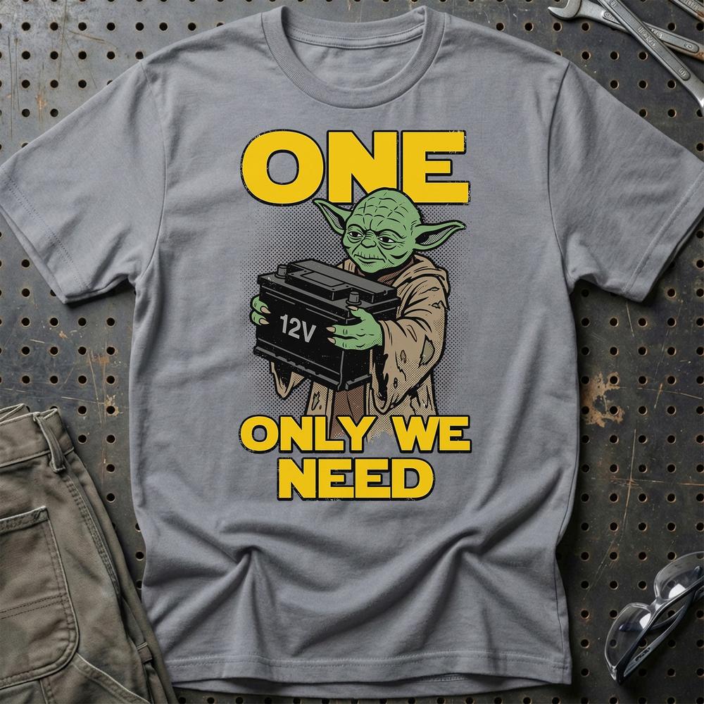 12V Batteri One Only We Need - Unisex T-Shirt , Bomuld-Beklædning-Garage Culture-Grå Sport-S-Garage Culture Shop- garage - man cave - merchandise