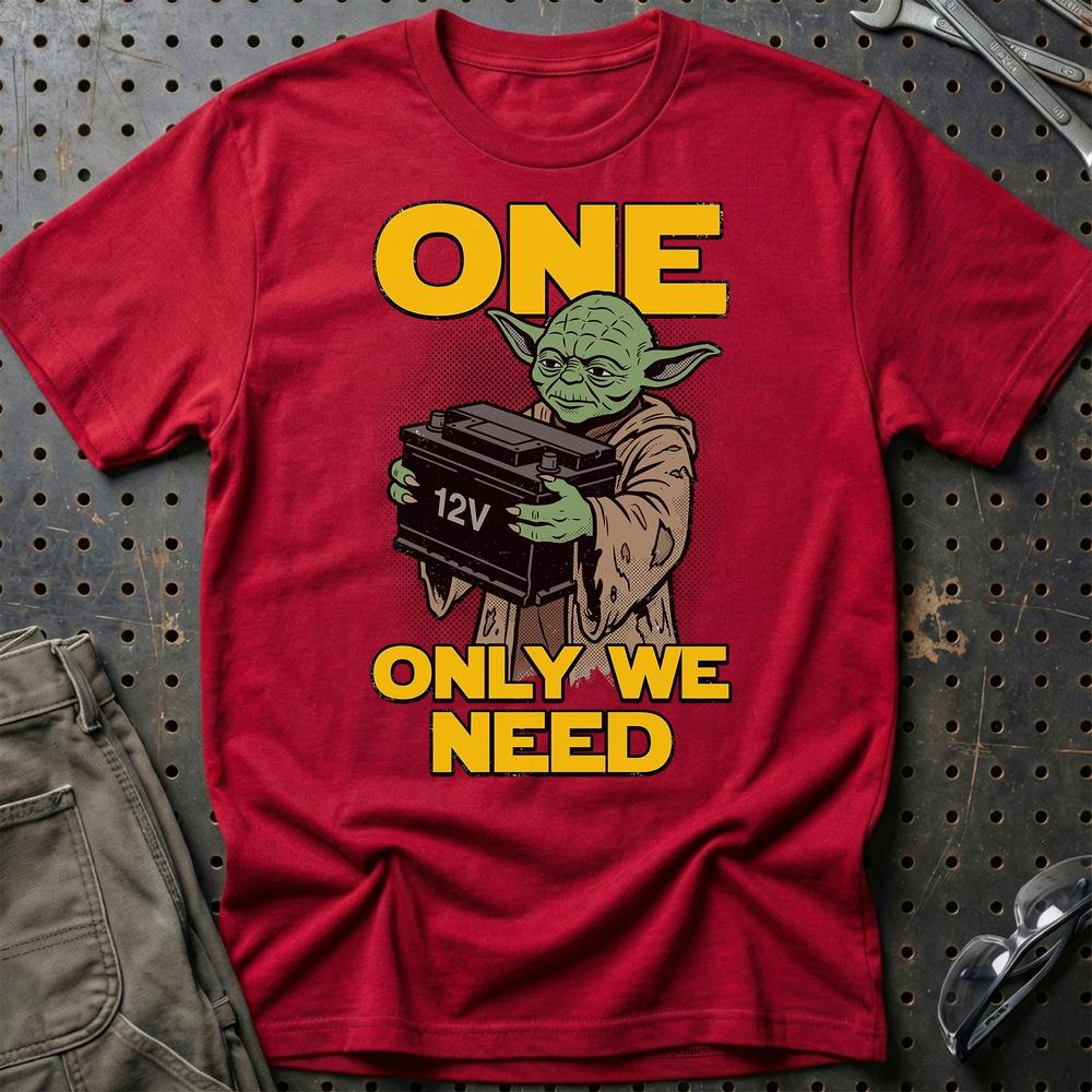 12V Batteri One Only We Need - Unisex T-Shirt , Bomuld-Beklædning-Garage Culture-Rød-S-Garage Culture Shop- garage - man cave - merchandise