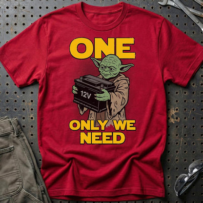 12V Batteri One Only We Need - Unisex T-Shirt , Bomuld-Beklædning-Garage Culture-Rød-S-Garage Culture Shop- garage - man cave - merchandise