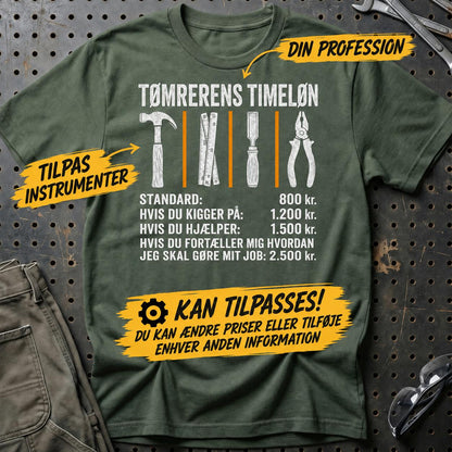 Personlig - Din Profession Timeløn Unisex T-Shirt , Bomuld