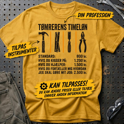 Personlig - Din Profession Timeløn Unisex T-Shirt , Bomuld