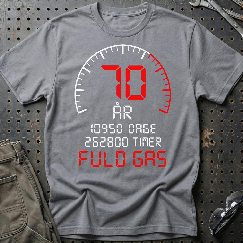 70 År Fuld Gas T-shirt - Sjov 70-års Fødselsdagsgave til Bilfan T-Shirt-Beklædning-Garage Culture-Grå Sport-S-Garage Culture Shop- garage - man cave - merchandise