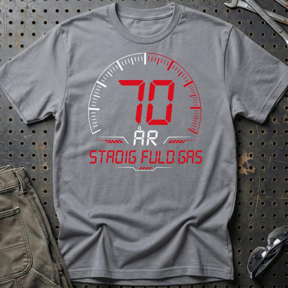 70 År Fuld Gas T-shirt - Sjov 70-års Fødselsdagsgave til Bilfan T-Shirt-Beklædning-Garage Culture-Grå Sport-S-Garage Culture Shop- garage - man cave - merchandise