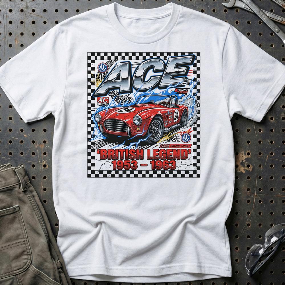 AC Ace British Legend 1953-1963 T-Shirt-Beklædning-AC-Hvid-S-Garage Culture Shop- garage - man cave - merchandise