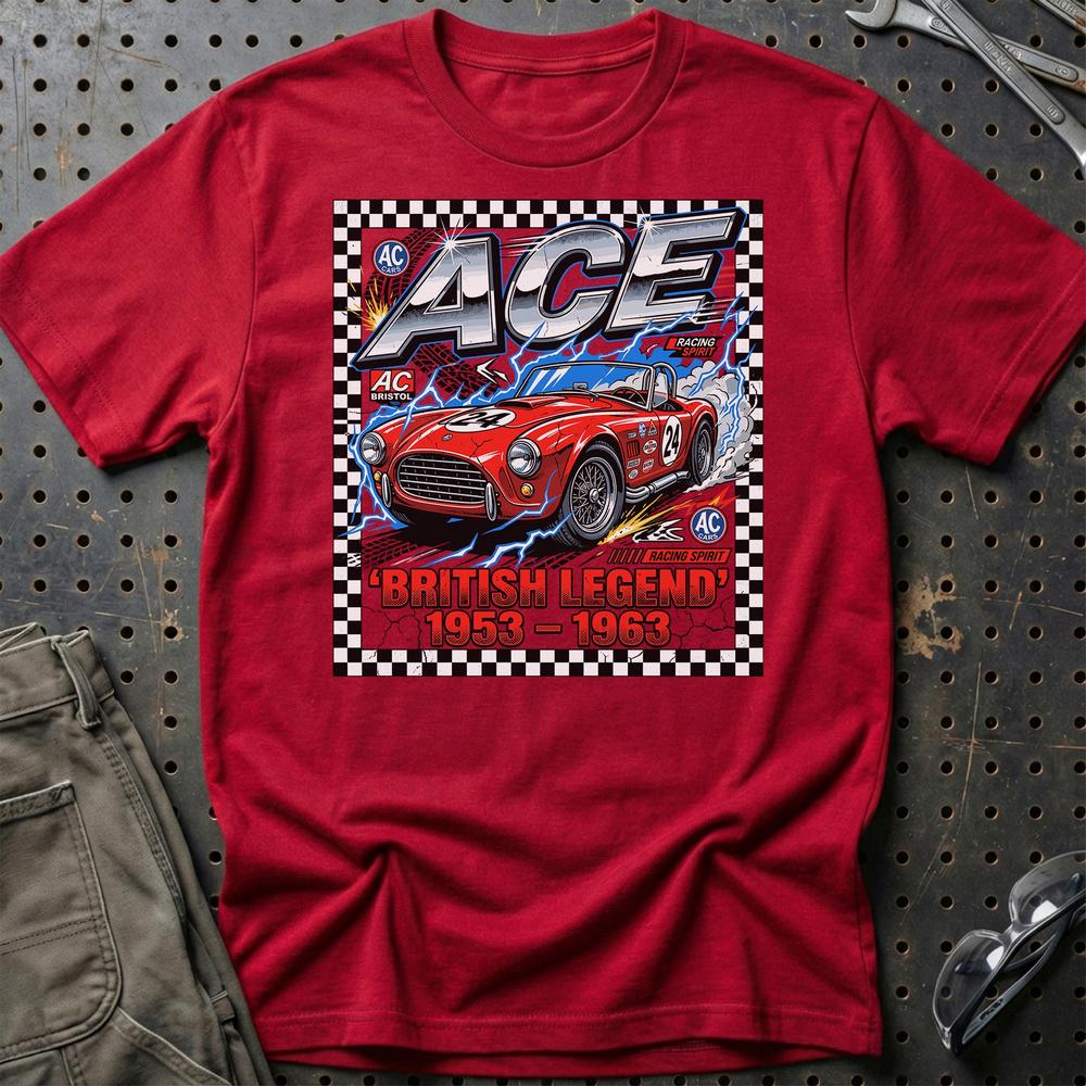 AC Ace British Legend 1953-1963 T-Shirt-Beklædning-AC-Rød-S-Garage Culture Shop- garage - man cave - merchandise