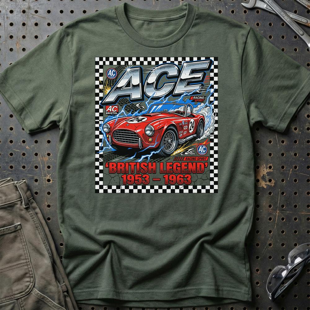 AC Ace British Legend 1953-1963 T-Shirt-Beklædning-AC-Grøn Militær-S-Garage Culture Shop- garage - man cave - merchandise