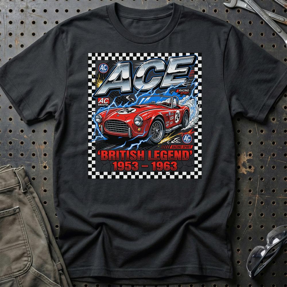 AC Ace British Legend 1953-1963 T-Shirt-Beklædning-AC-Sort-S-Garage Culture Shop- garage - man cave - merchandise