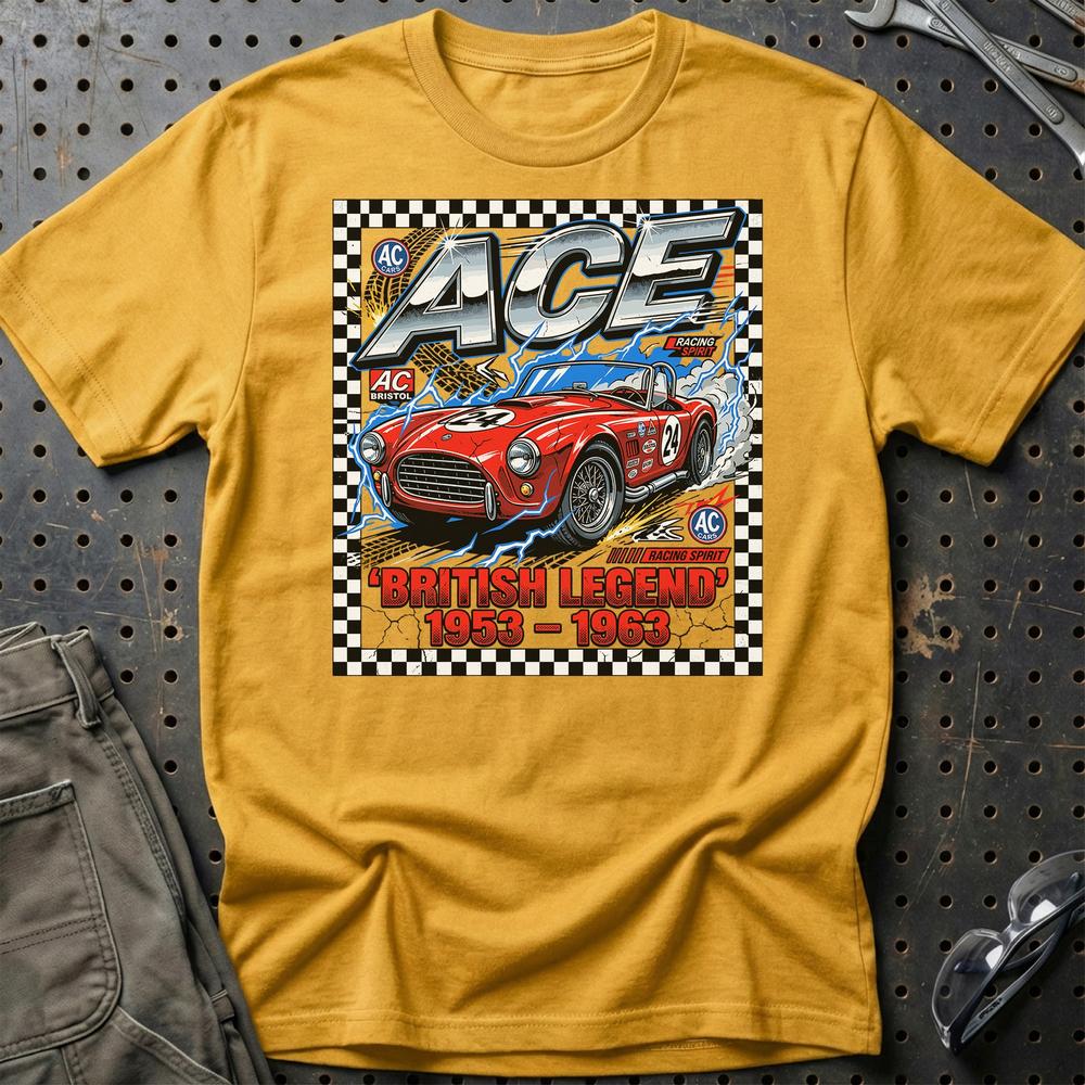 AC Ace British Legend 1953-1963 - Unisex T-Shirt-Beklædning-AC-Guld-S-Garage Culture Shop- garage - man cave - merchandise