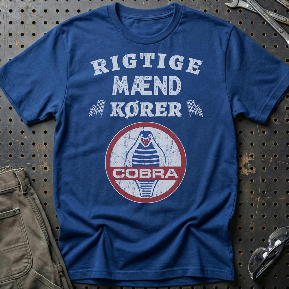 AC Cobra Rigtige Mænd Kører T-Shirt-Beklædning-AC-Blå Royal-S-Garage Culture Shop- garage - man cave - merchandise